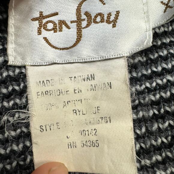 Vintage 80s 90s Plaid Gray Black White Sweater Vest  Size XL - Picture 6 of 8